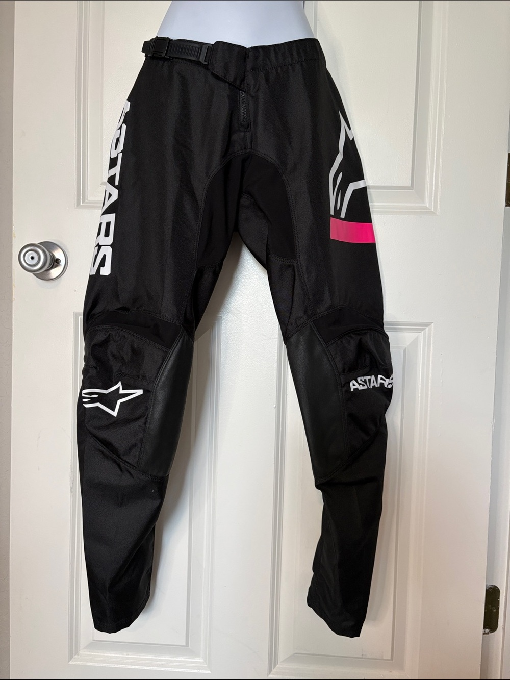 Alpinestars Stella Fluid Chaser Black Motocross Pants with Pink Stripe Sz 28